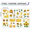 8 Sheets 8 Styles Bees Theme PVC Waterproof Wall Stickers DIY-WH0345-094-2