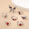 8Pcs Alloy Rhinestone Cuff Rings PW-WG5A2E6-01-3