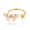 Butterfly Brass Micro Pave Cubic Zirconia Cuff Rings Setting KK-T079-50G-2
