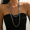 French Style 8MM Round Plastic Imitation Pearl Beaded Long Necklaces for Women EA7399-4-2