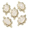 Natural Quartz Crystal Faceted Oval Connector Charms G-G181-06G-08-1