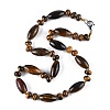 Natural Tiger Eye Beaded Necklaces NJEW-S388-13-4