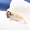 Brass Pave Cubic Zirconia Cuff Open Rings CU-CBA5C10-19G-3