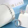 Rhodium Plated Sterling Silver Heart Finger Rings & Link Bracelets & Hoop Earrings ES9944-8-2