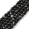 Natural Black Agate Beads Strands G-A246-8mm-04-1