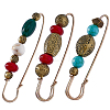 Gorgecraft 3Pcs 3 Styles Plastic Barrel Beaded Safety Pin Brooches JEWB-GF0001-39-1