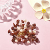 Natural Red Jasper Chips & Pearl Beaded Flower Brooch Pin JEWB-BR00098-02-2