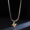 316 Surgical Stainless Steel Initial Pendant Flat Snake Chain Necklaces for Women WGC1053-13-1