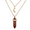 Synthetic Goldstone Cone Pendant Double Layer Necklace UX9990-24-1