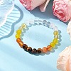 Natural & Synthetic Mixed Gemstone Round Beaded Stretch Bracelets for Women BJEW-JB11056-5