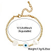 Summer Natural Shell Heart & Evil Eye & Brass Round Beaded Bracelets with Stainless Steel Chains NH4059-4