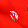 Rhodium Plated 925 Sterling Silver Pave 6.5x3.9mm Moissanite Adjustable Rings for Women WG2294D-01-2