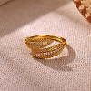 Brass Micro Pave Cubic Zirconia Cuff Open Rings for Women RJEW-F217-01G-1