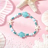 3Pcs Synthetic Turquoise & Porcelain & Dyed Natural Howlite Beads Stretch Bracelets for Women BJEW-JB11793-4