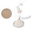 Electroplate Natural Shell Pendant Clear Nylon String 3-Strand Necklaces NJEW-TA00221-3