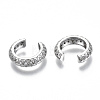 Brass Micro Pave Clear Cubic Zirconia Cuff Earrings EJEW-T046-25P-NF-3
