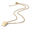 Titanium Steel Initial Letter Rectangle Pendant Necklace for Men Women NJEW-E090-01G-03-2