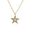 Ocean Brass Micro Pave Cubic Zirconia Starfish Pendant Stainless Steel Chain Necklaces FS-WG0F0EE-02-2