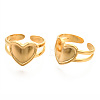 Ion Plating(IP) 304 Stainless Steel Heart Cuff Rings RJEW-N038-118LG-2
