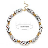 Leopard Print Acrylic & Resin Beaded Necklaces with 316 Surgical Stainless Steel End Chains for Women WG51C81-01-1