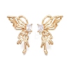 Brass Pave Clear Cubic Zirconia Butterfly Stud Earring Findings KK-N232-450G-1