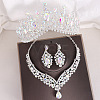 Teardrop Alloy Rhinestone Pendant Necklaces & Stud Dangle Earrings & Crown Hair Band Sets FS-WGCA643-07-1