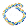 Printed Rainbow Pattern Handmade Porcelain Beads PORC-G016-05-3
