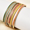 304 Stainless Steel Enamel Hinged Bangles for Women BJEW-D408-39G-1