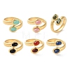 Oval Natural Red Agate & Amazonite & Rhodochrosite & Black Onyx & African Turquoise & Lapis Lazuli Finger Rings RJEW-Q004-04G-6