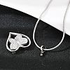 304 Stainless Steel Micro Pave Clear Cubic Zirconia Butterfly Heart Pendant Pet Urn Ashes Necklaces LS-NJEW-S455-10P-5