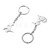 2Pcs 2 Styles 201 Stainless Steel Keychains KEYC-TAD0001-15A-2