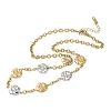 Two Tone 304 Stainless Steel Flower Link Chain Necklaces for Women NJEW-A074-06GP-4