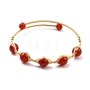 Natural Red Agate Wrapped Cuff Bangle BJEW-A122-04B-1