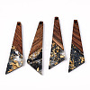 Transparent Resin & Walnut Wood Pendants RESI-N039-70C-1