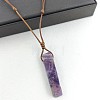 Natural Amethyst Rectangle Pendant Necklaces FS-WGC5719-01-1