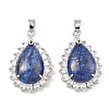 Dyed Natural Lapis Lazuli & Rhinestone Pendants G-K338-31P-08-1