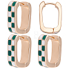 4 Pairs Rectangle with Tartan Pattern Alloy Enamel Hoop Earrings EJEW-SC0002-26C-1
