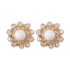 Flower Glass Seed Beaded with Natural Mashan Jade Stud Earrings for Women EJEW-MZ00208-02-3