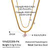 304 Stainless Steel Pave Cubic Zirconia Flat Round Pendant Double Layer Necklaces for Women VV1758-1-2