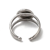 Non-Tarnish 304 Stainless Steel Cuff Ring Settings STAS-E202-02B-P-4