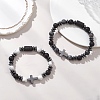 2Pcs Natural Lava Rock & Larvikite & Howlite Beads Stretch Bracelets for Couple BJEW-JB13196-1