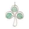 Natural Green Aventurine Beaded Shamrock Pendants PALLOY-TA00058-01-1