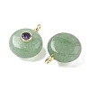 Natural Green Aventurine Flat Round Pendants G-H318-01G-08-2