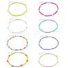 8Pcs 8 Colors Glass Seed Braided Flower Beaded Necklaces Set for Women NJEW-AN0001-32-1