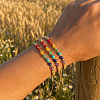 3Pcs Adjustable Chakra Natural & Synthetic Mixed Stone Round Bead Braided Bracelet Sets ZZ4943-3-2