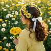 Polyester & Plastic & Iron Artificial Flower AJEW-BM0001-28-6