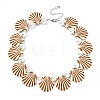 Ocean Baking Paint Pearlized Glass Pearl Round and Spray Painted Opaque Acrylic Shell Shaped Beaded Necklaces for Women NJEW-JN06272-3