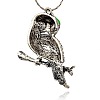 Vintage Antique Silver Alloy Enamel Owl Big Pendants ENAM-J052-01AS-2