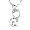 201 Stainless Steel Kitten Pendants Necklaces NJEW-S105-JN590-40-1-1