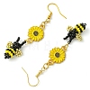 Woven Bees Glass Dangle Earrings EJEW-MZ00232-4